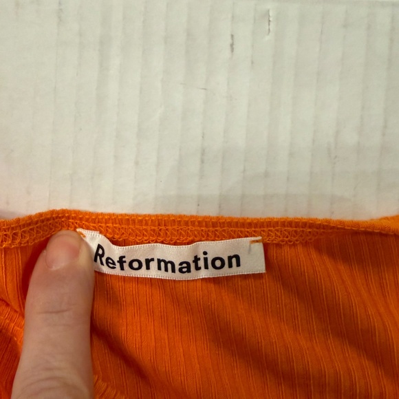 NWT Reformation size XL Laurena Knit Dress Citrus Ribbed Square Neck - Picture 8 of 14